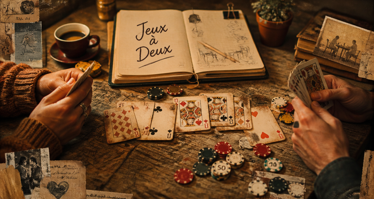 jeu de carte a 2 sur table ambiance chaleureuse