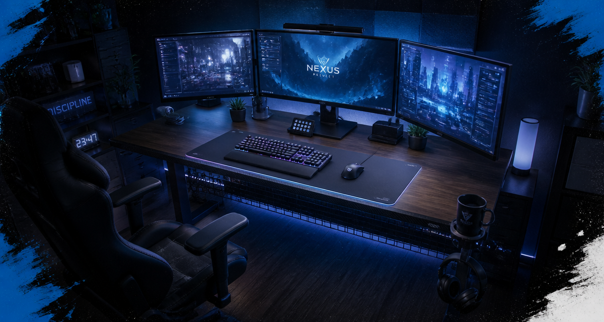 meilleur bureau gaming bois foncé trois écrans