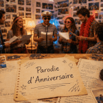 parodier une chanson pour un anniversaire, table et amis en fête