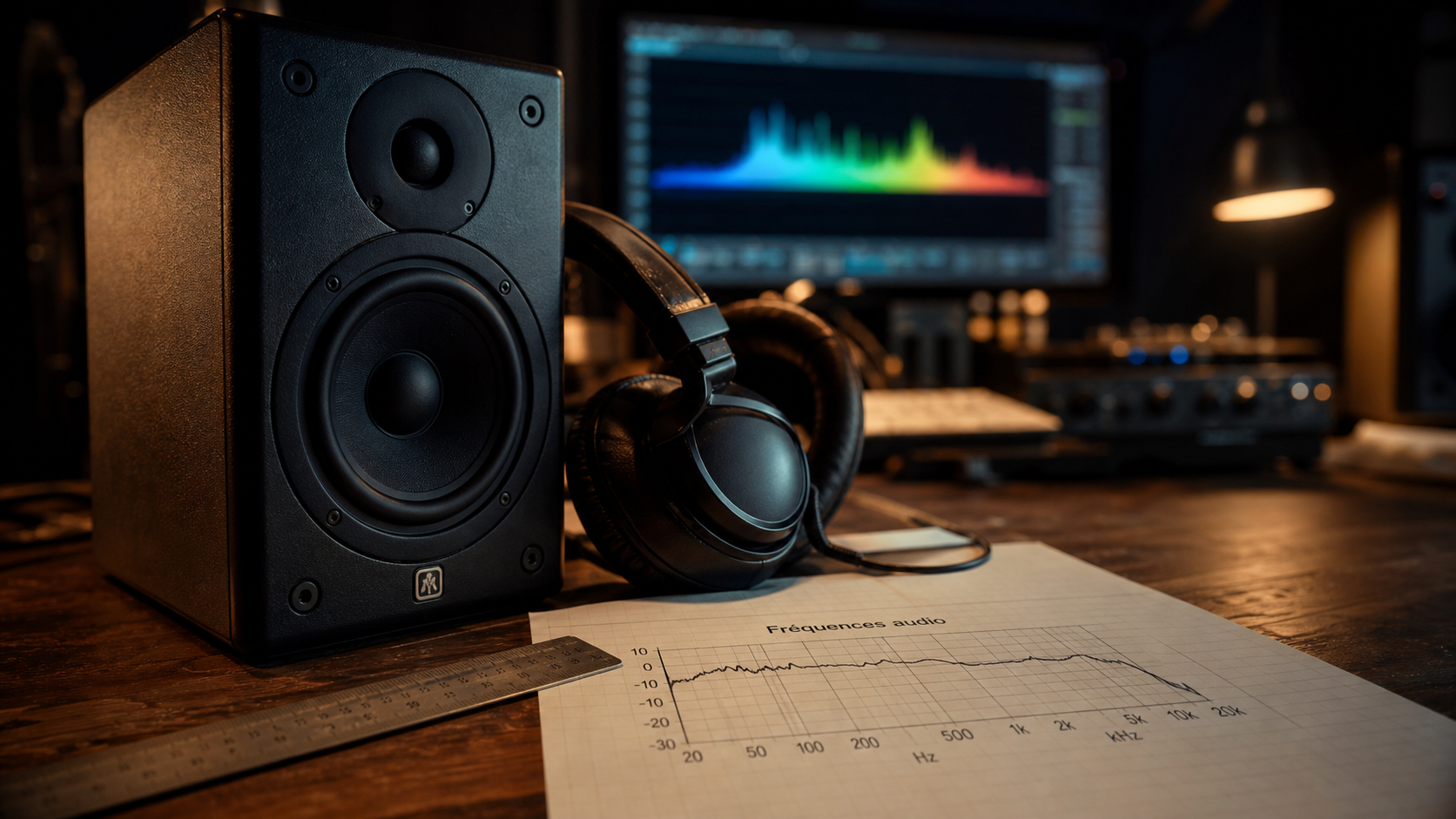Fréquences audio 20 Hz à 20 kHz : zones d’écoute sur écran et graphique