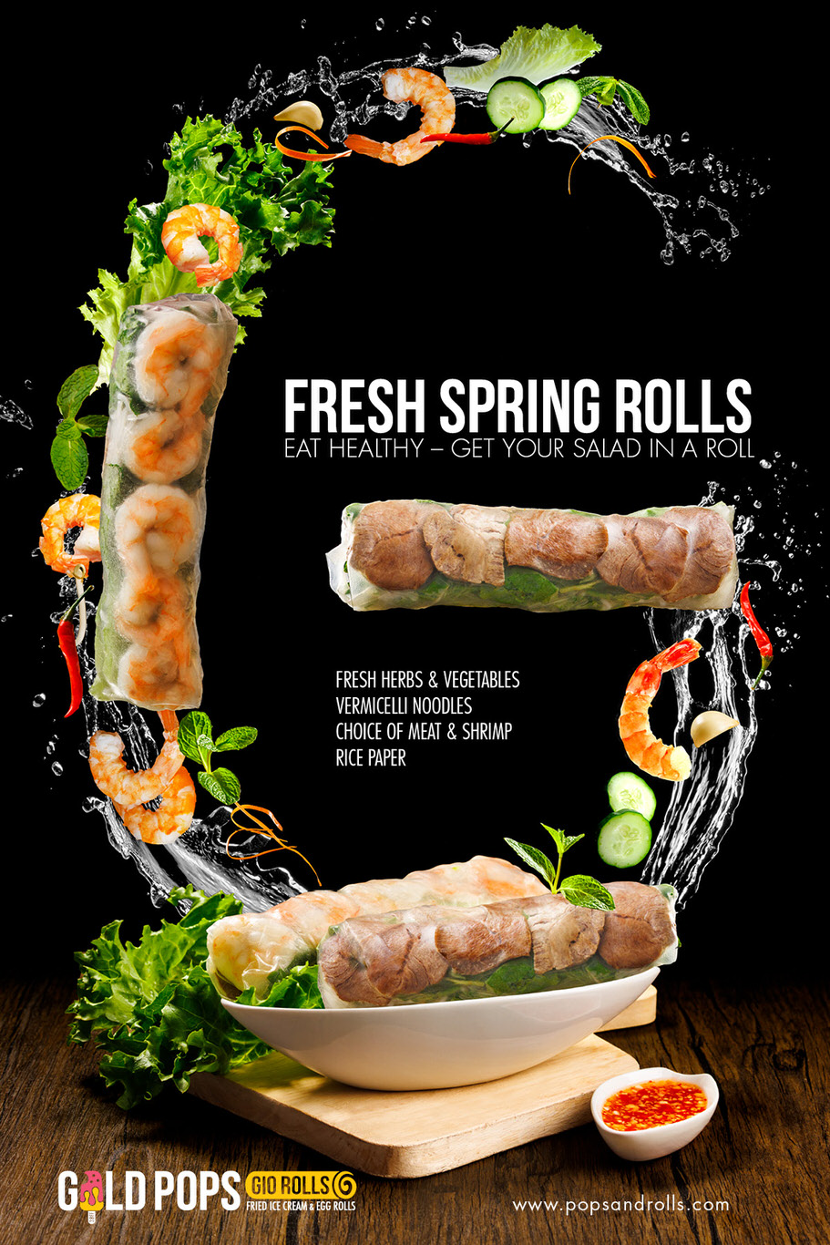 cinecrown-food-photo-gold-pops-gio-rolls-fresh-spring-rolls