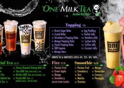 One milk tea menu.