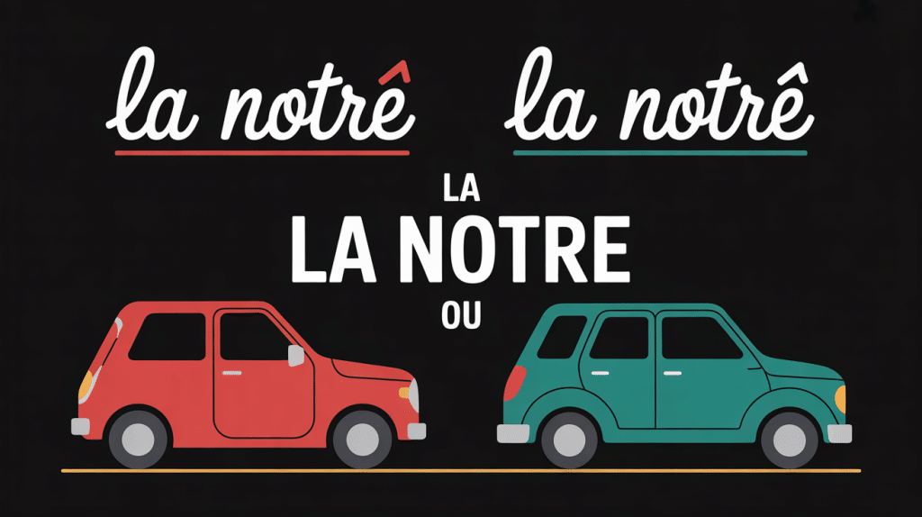 Illustration tableau noir la notre ou la nôtre