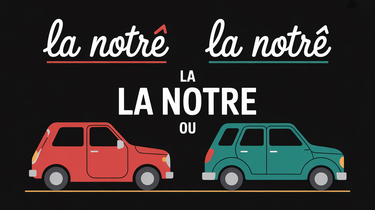 Illustration tableau noir la notre ou la nôtre