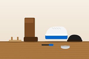 Can any shoe be modified with a lift? A sneaker with a built-in sole lift beside a boot, dress shoe, and sandal on a workbench