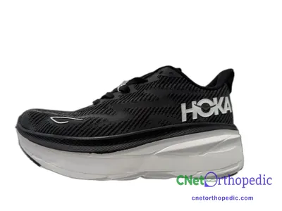 Shoe lift added to a men's black Hoka Bondi sneaker