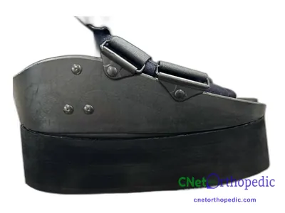 Shoe lift added to a men's grey boot