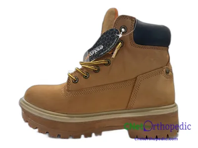 Shoe lift added to a brown boot