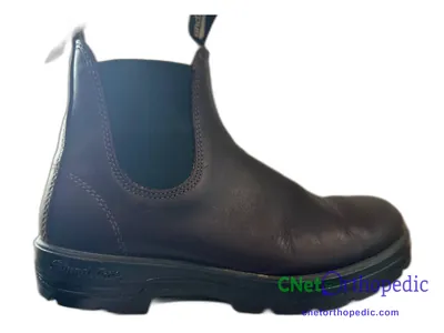 Shoe lift added to a men's blue Blundstone boot