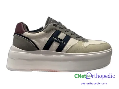 Shoe lift added to a men's grey Tommy Hilfiger sneaker