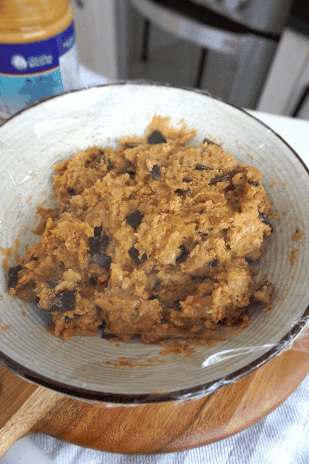 Masa para Banana Chocolate Chip Cookies antes de añadir las chispas de chocolate.