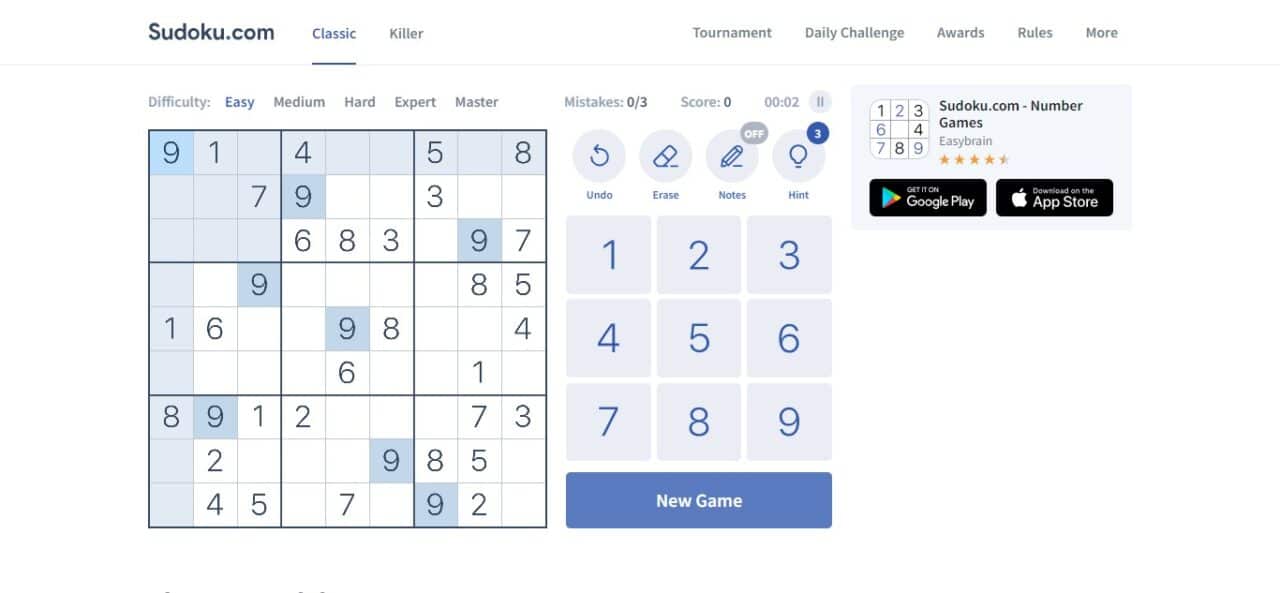 20. Sudoku.com (Best Brain Training Apps & Games)