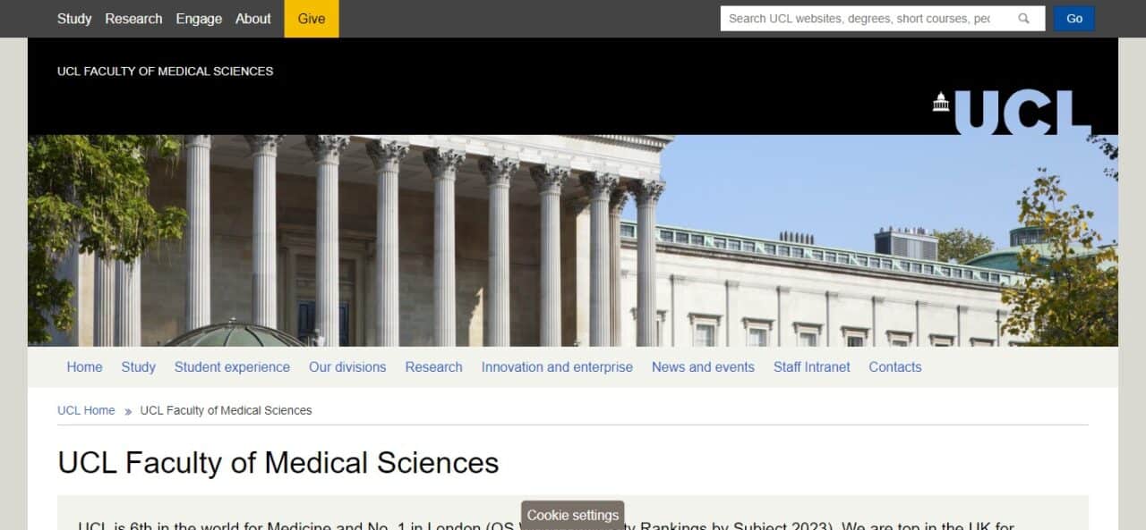 3. University College London (UCL) - Faculty of Medical Sciences (United Kingdom)