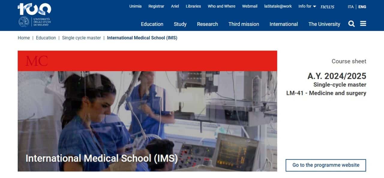 18. University of Milan - Faculty of Medicine and Surgery (Italy)