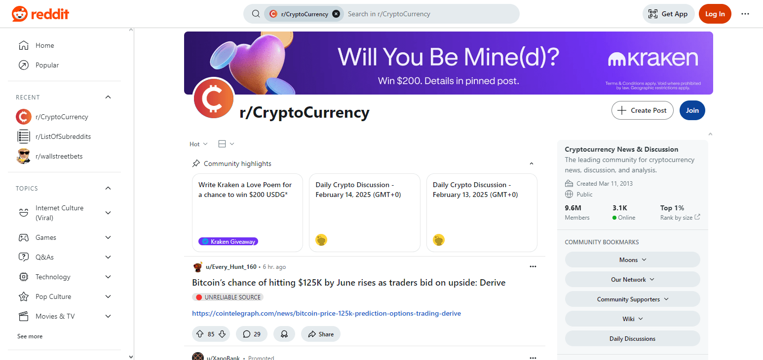r/CryptoCurrency Top Crypto Subreddits To Follow In 2025