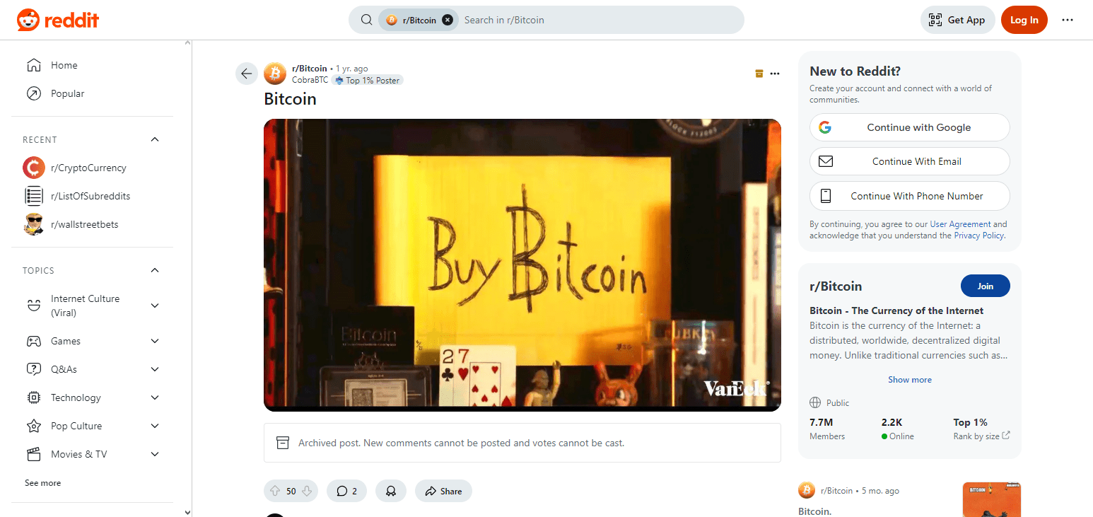 r/Bitcoin Top Crypto Subreddits To Follow In 2025