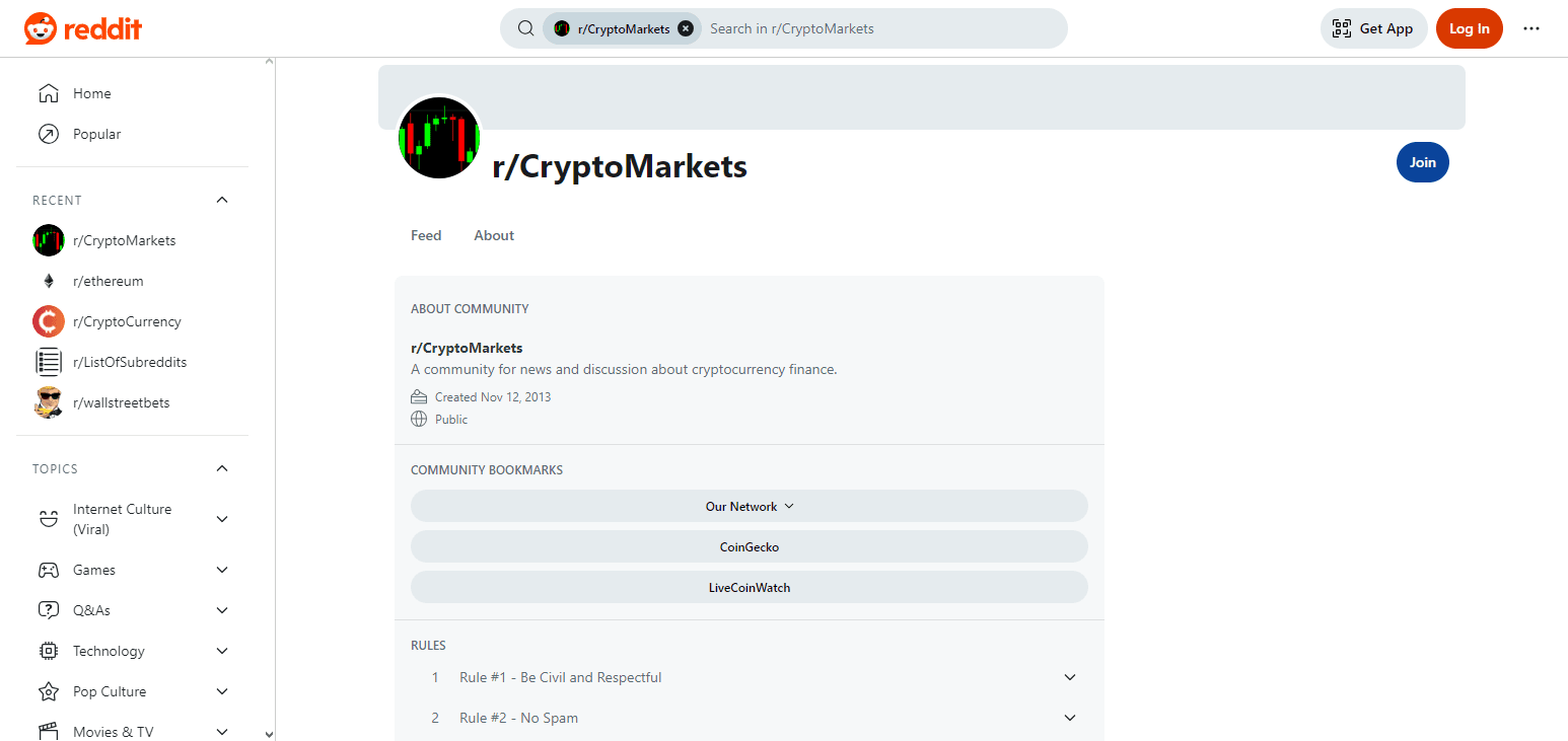 r/CryptoMarkets Top Crypto Subreddits To Follow In 2025