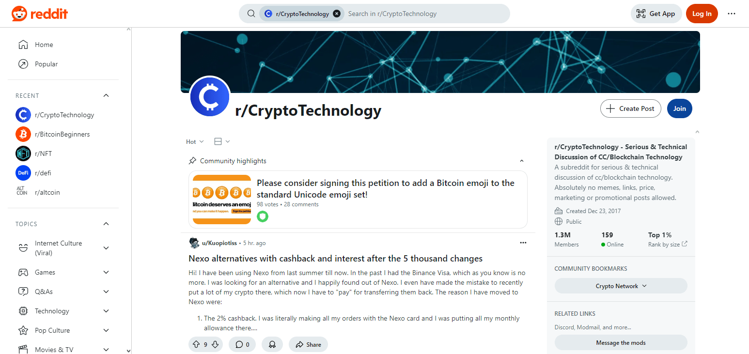 r/CryptoTechnology Top Crypto Subreddits To Follow In 2025