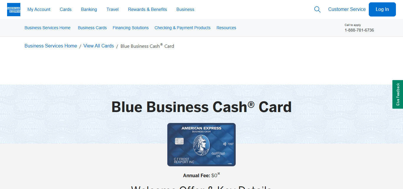 4. American Express Blue Business Cash