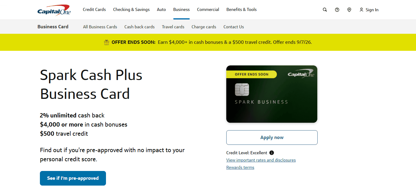 5. Capital One Spark Cash Plus