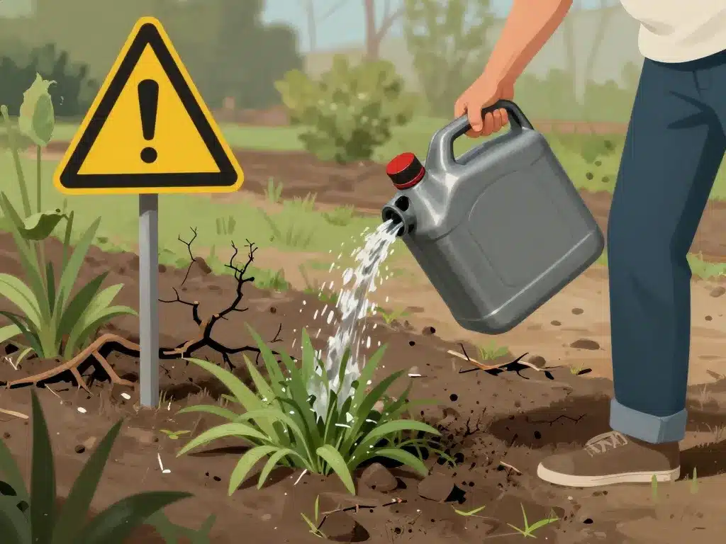 désherber au gasoil image risques jardin