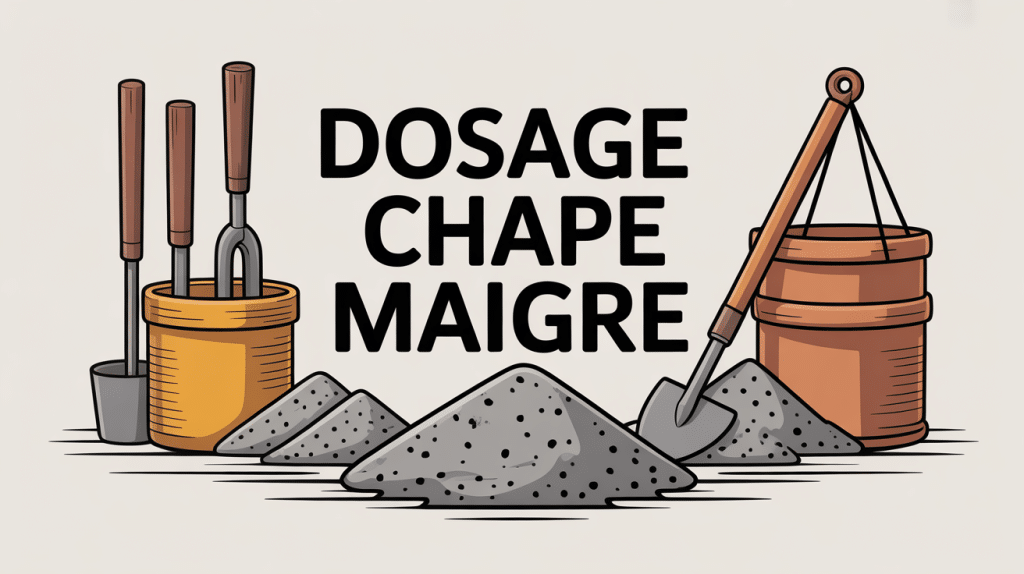 illustration du dosage chape maigre avec outils et matériaux