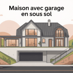 maison avec garage en sous sol vue en coupe moderne