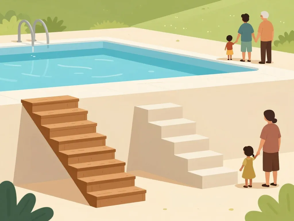 types d’escalier piscine hors sol fait maison illustration