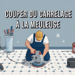 Illustration couper carrelage meuleuse atelier