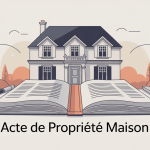 Illustration acte de propriété maison, documents et maison symbolique