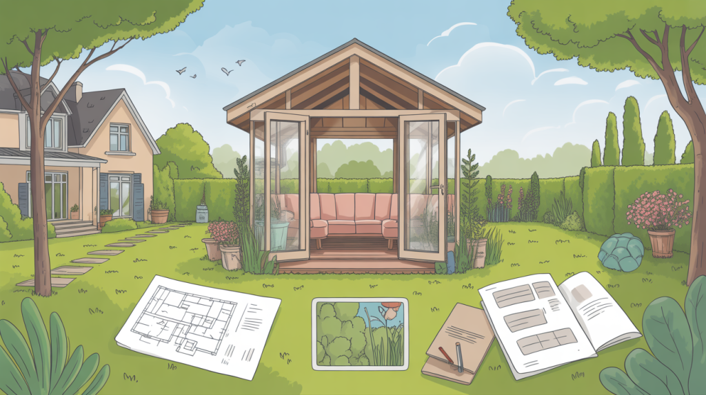 Declaration de travaux abri jardin illustration vectorielle jardin dossier