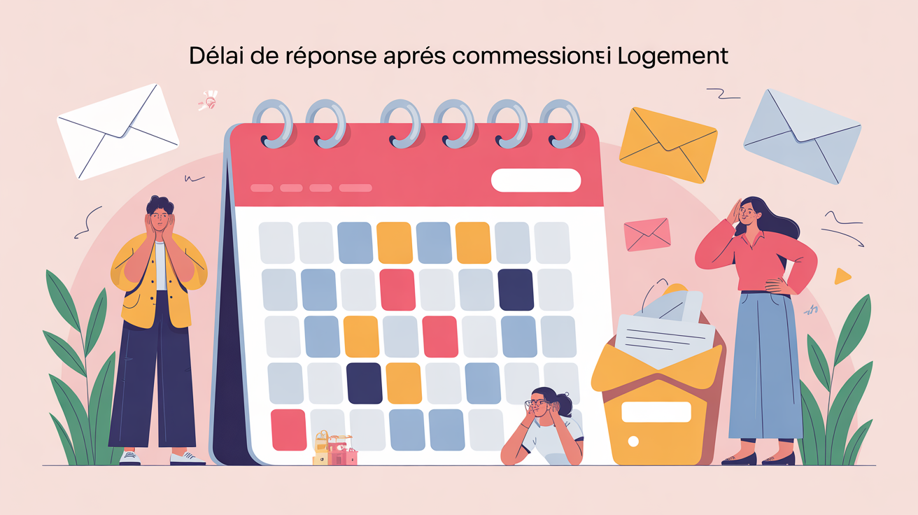 délai de réponse après commission logement : attente personnages regardant calendrier