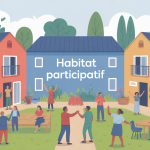 Illustration habitats participatifs espaces communs habitants