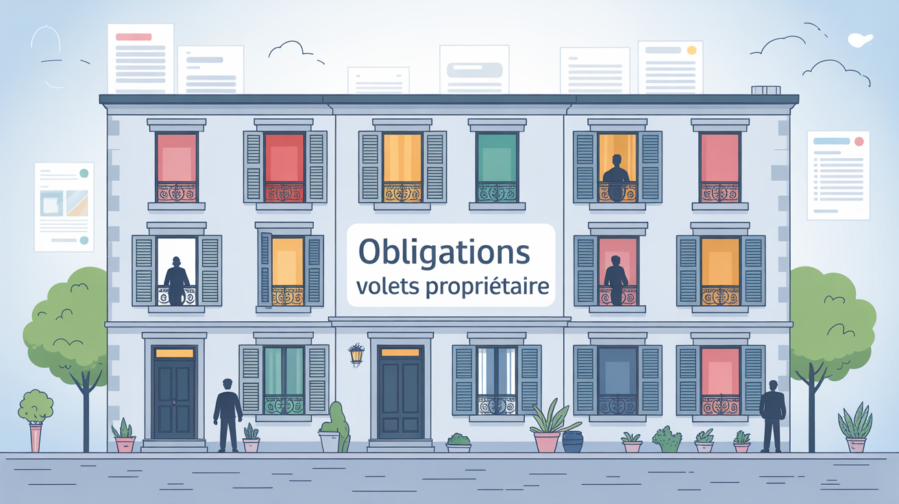 Obligation propriétaire volets, illustration façade, réglementation