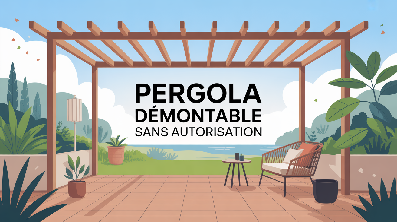 Pergola démontable sans autorisation sur une terrasse contemporaine