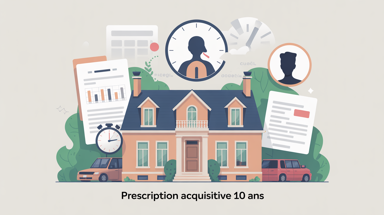 prescription acquisitive 10 ans maison documents légaux silhouettes