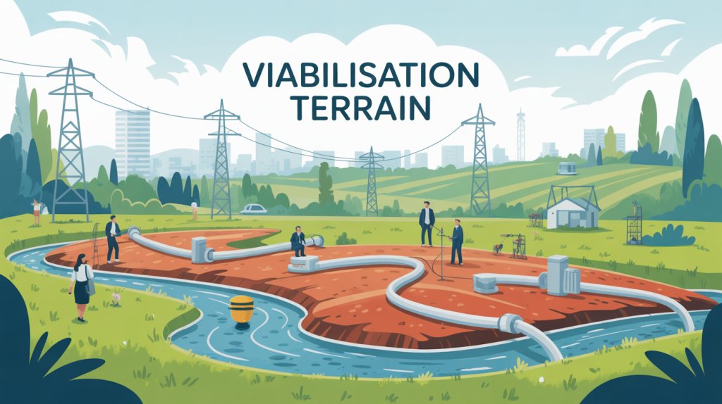 Schéma viabilisation terrain edf+eau+tel moderne