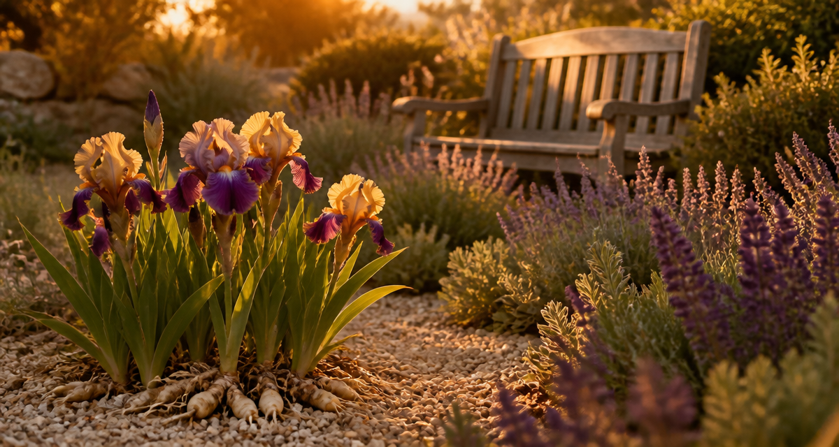 que mettre au pied des iris massif en fleurs