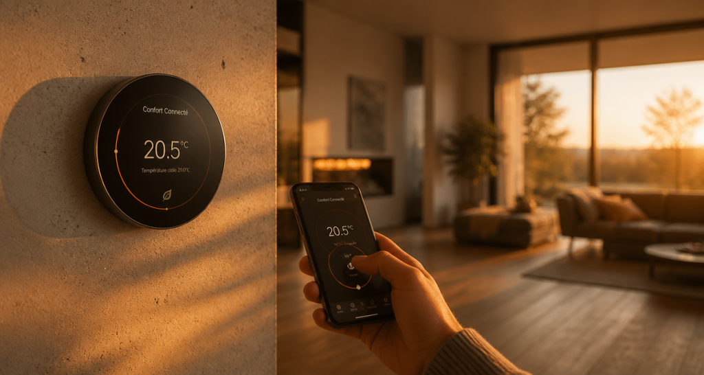 avis thermostat connecté dans salon moderne