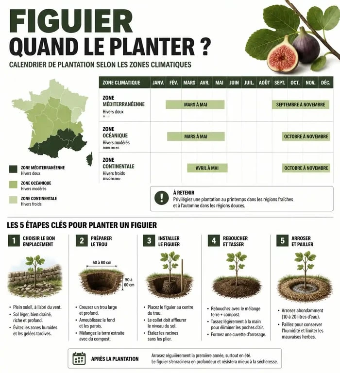 Calendrier et étapes pour planter un figuier selon le climat