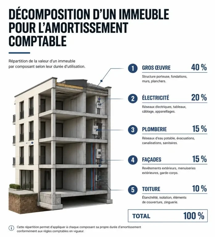 Tableau de décomposition d'un immeuble par composant pour l'amortissement comptable et fiscal