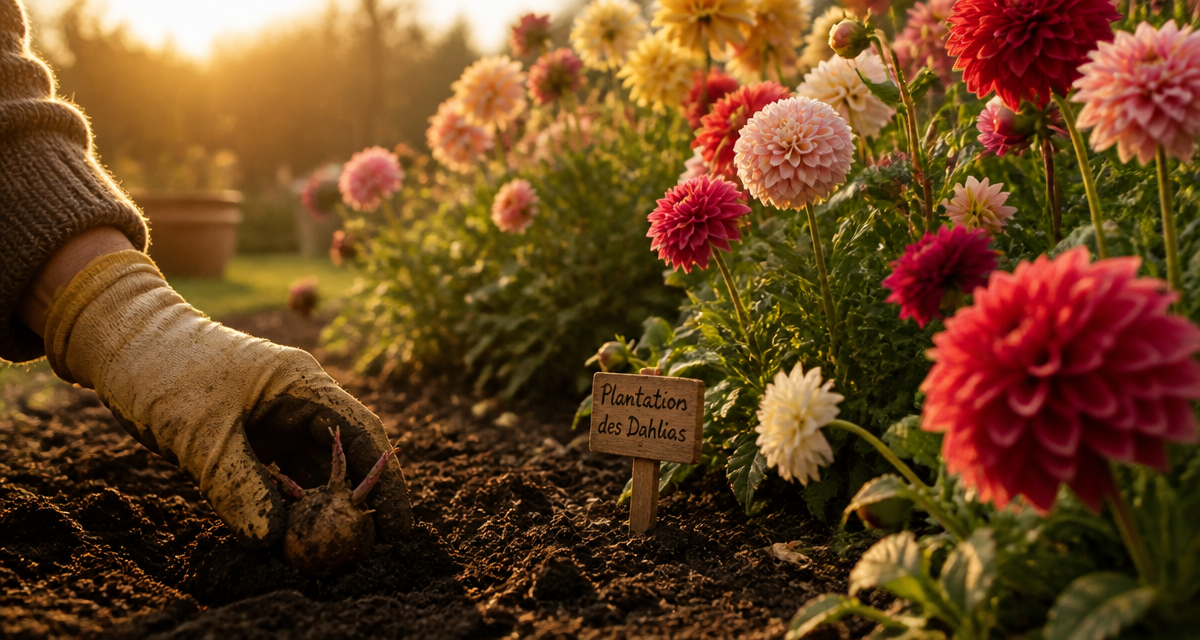 Quand planter les dahlias en pleine terre, plantation tubercule, jardin