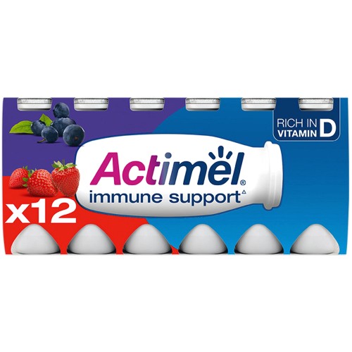 Actimel Strawberry Blueberry Cultured Yogurt Drink 12x100 (12 x 100g)