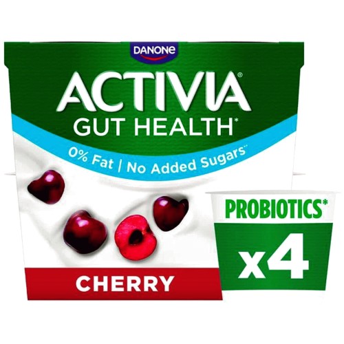 Activia Cherry No Added Sugar Fat Free Yogurt (4 x 115g)