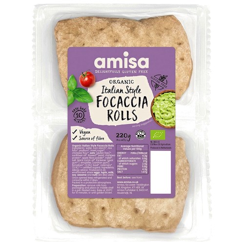 Amisa Organic Gluten Free Focaccia Rolls (220g)