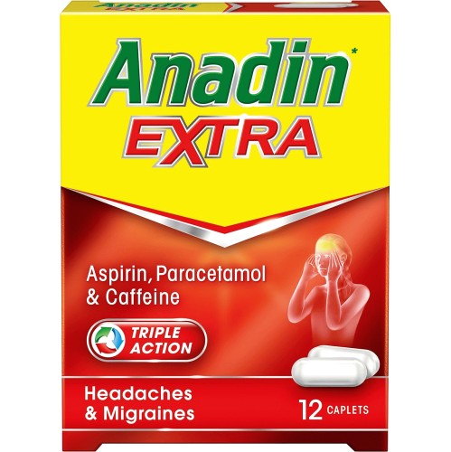 Anadin Extra Aspirin Paracetamol & Caffeine Triple Action Caplets (12)