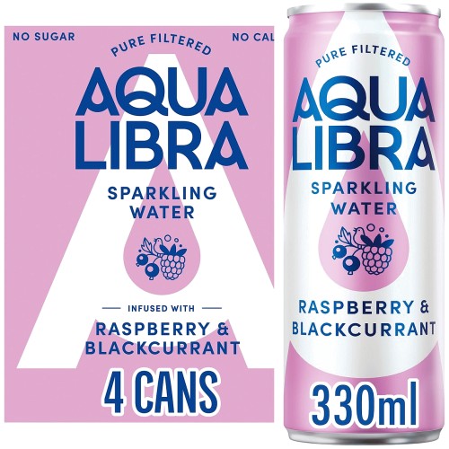 Aqua Libra Raspberry & Blackcurrant Sparkling Water (4 x 330ml)