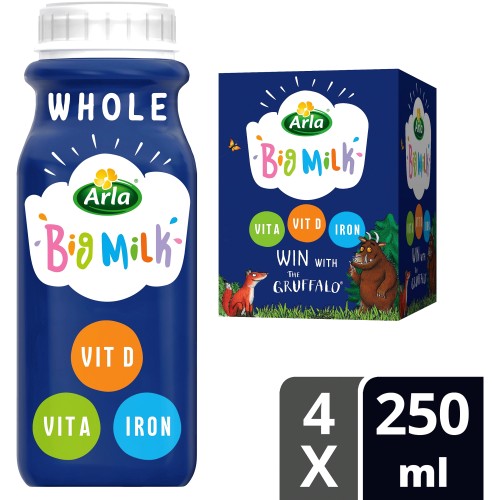 Arla Big Milk Fresh Whole Milk Vitamin Enriched for kids (4 x 250ml)