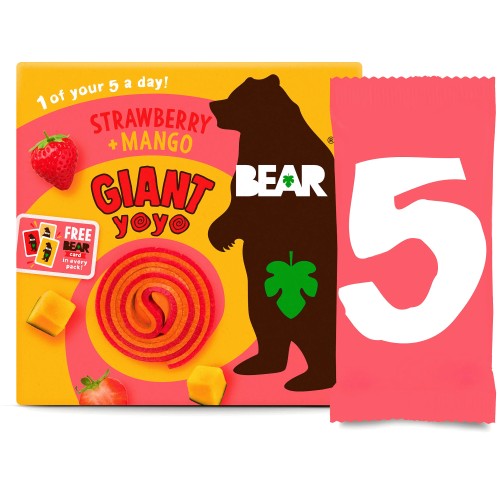 Bear Giant Yoyo Strawberry & Mango Multipack (5 x 20g)