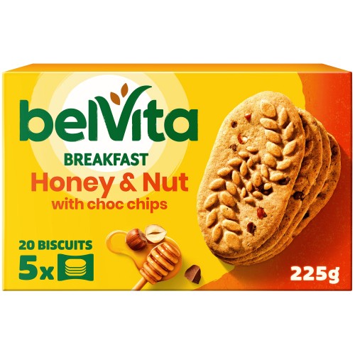 Belvita Breakfast Biscuits Honey & Nut with Choc Chips (5 x 45g)